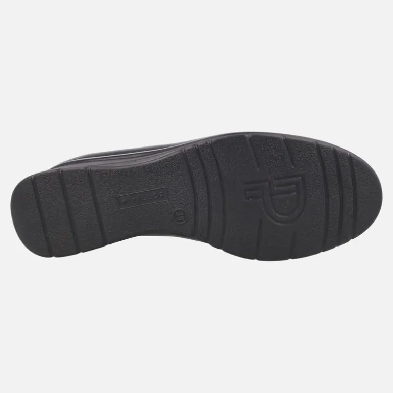 Mocasines negros de piel con elásticos y piso de goma