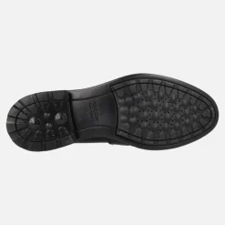 Mocasines negros de piel con adorno metálico dorado Walk Pleasure Mujer de Geox