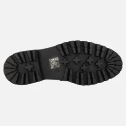Mocasines negros de piel para mujer con piso track