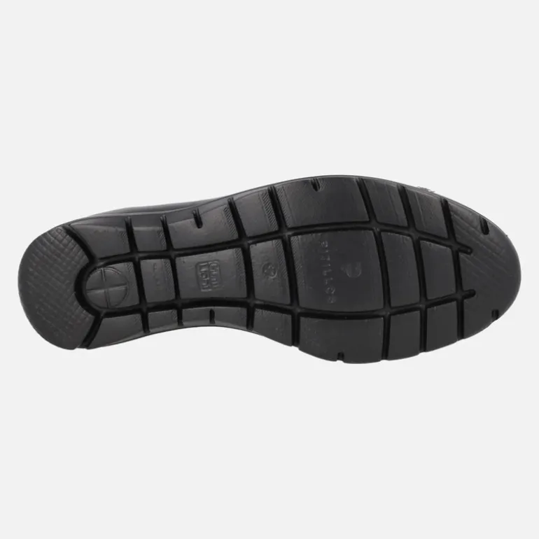 Mocasines negros de piel con elásticos y piso Extra light