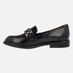 Mocasines negros multimaterial con adorno en la pala