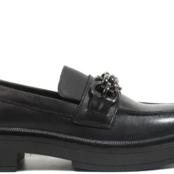 Mocasines negros para mujer con cadena Magda