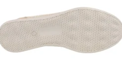 Mocasines para mujer en combinado de piel y rafia en color beige