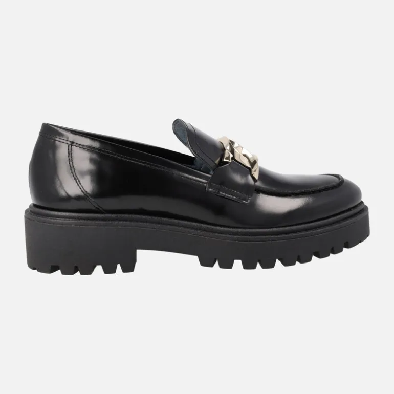 Mocasines para mujer en piel florentik con cadena y piso track