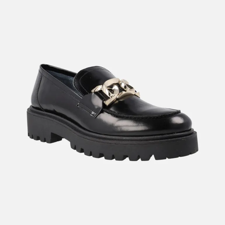 Mocasines para mujer en piel florentik con cadena y piso track