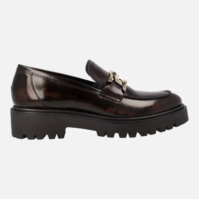 Mocasines para mujer en piel florentik con cadena y piso track