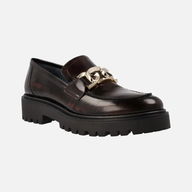 Mocasines para mujer en piel florentik con cadena y piso track