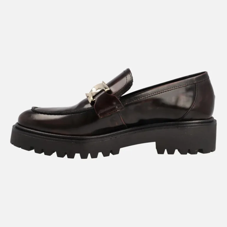 Mocasines para mujer en piel florentik con cadena y piso track