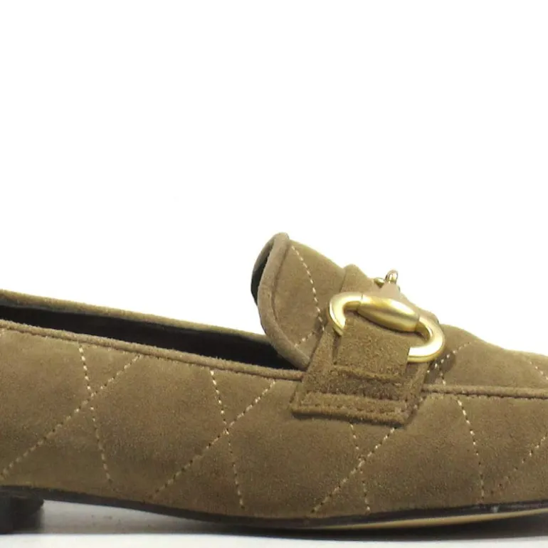 Mocasines planos de ante con pespuntes