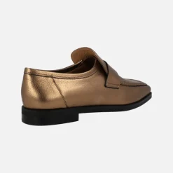 Mocasines planos en piel metalizada bronce