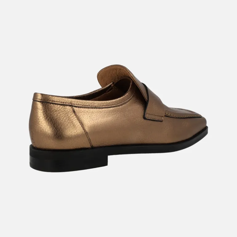 Mocasines planos en piel metalizada bronce