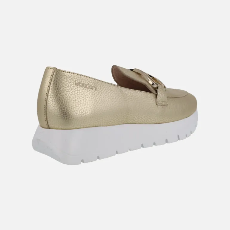 Mocasines Sidney en piel metalizada con adorno metálico