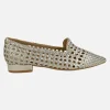 Mocasines trenzados de piel color oro con puntera afilada