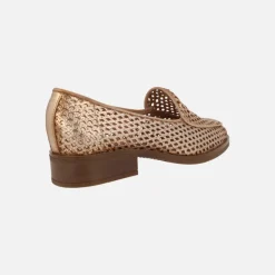 Mocasines trenzados de piel con tacón bajo