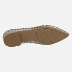 Mocasines trenzados de piel color oro con puntera afilada