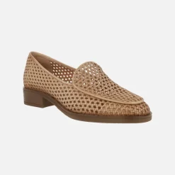 Mocasines trenzados de piel con tacón bajo