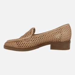 Mocasines trenzados de piel con tacón bajo