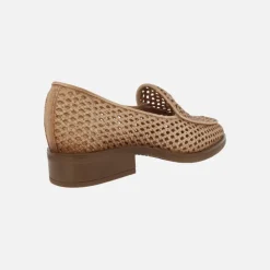 Mocasines trenzados de piel con tacón bajo