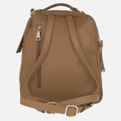 Mochilas de piel serraje color cuero con adorno de borla