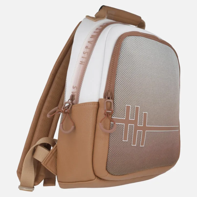 Mochilas Hispanitas en combinado cuero y blanco