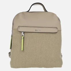 Mochilas multimaterial en combinado beige Cloe