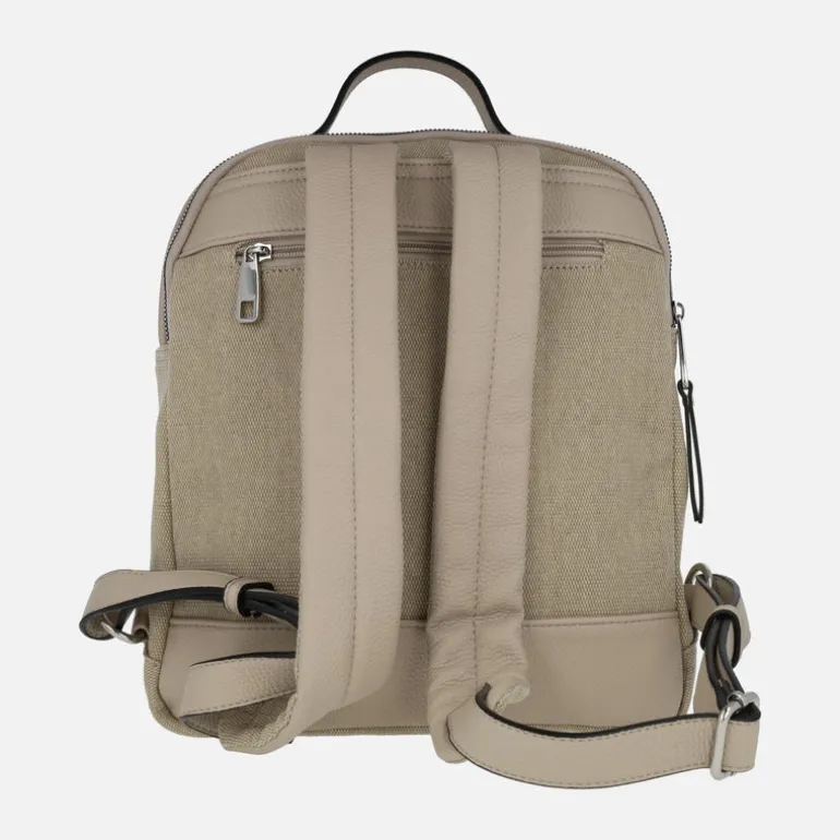 Mochilas multimaterial en combinado beige Cloe