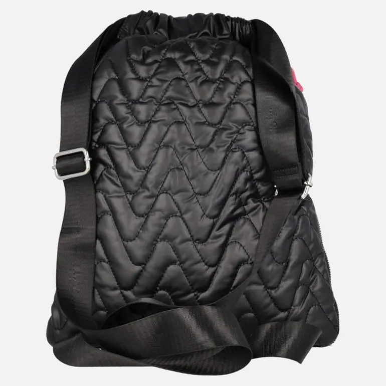 Mochilas Noco en tejido acolchado negro con detalles fucsia