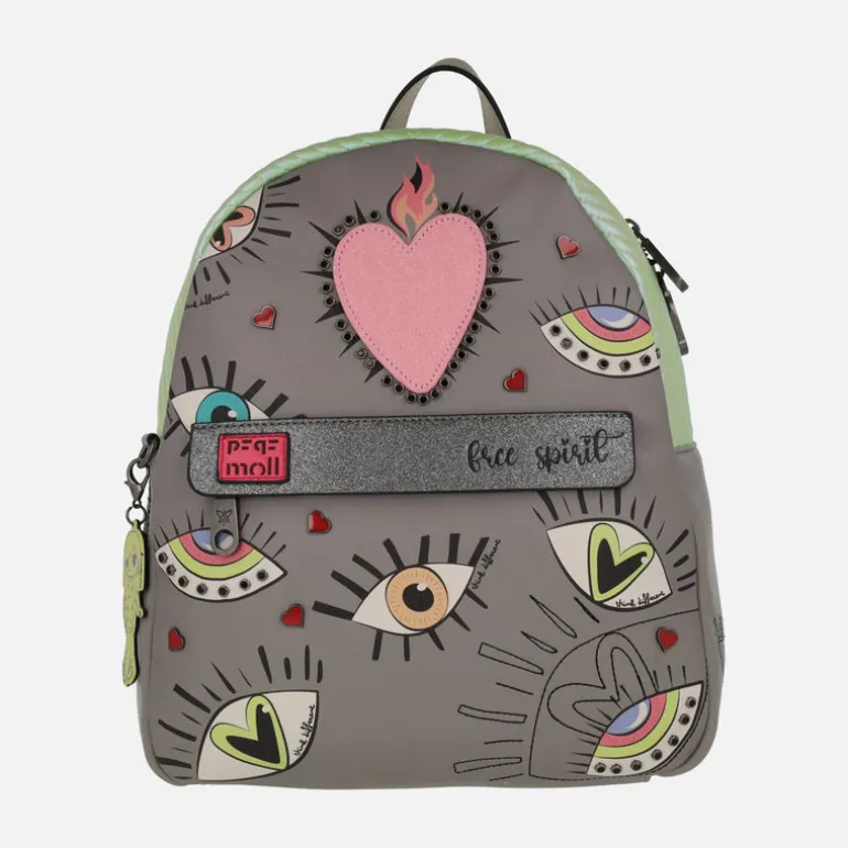 Mochilas Pepe Moll con dibujos de ojos y corazón