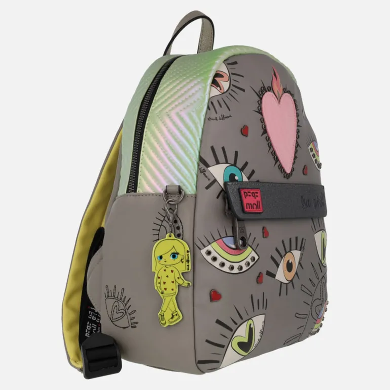 Mochilas Pepe Moll con dibujos de ojos y corazón