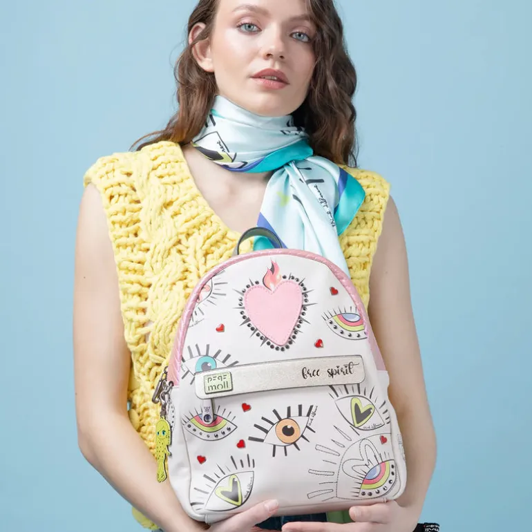 Mochilas Pepe Moll con dibujos de ojos y corazón