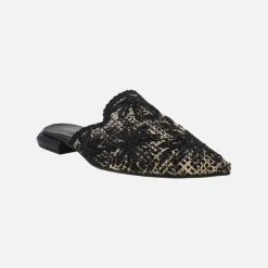Mules Alozaina en tejido rafia trenzado con motivos florales