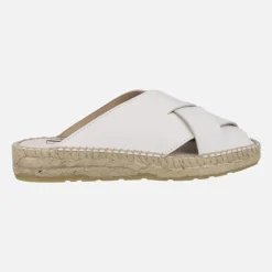 Mules de piel con tiras entrelazadas y piso de yute