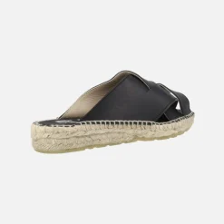 Mules de piel con tiras entrelazadas y piso de yute