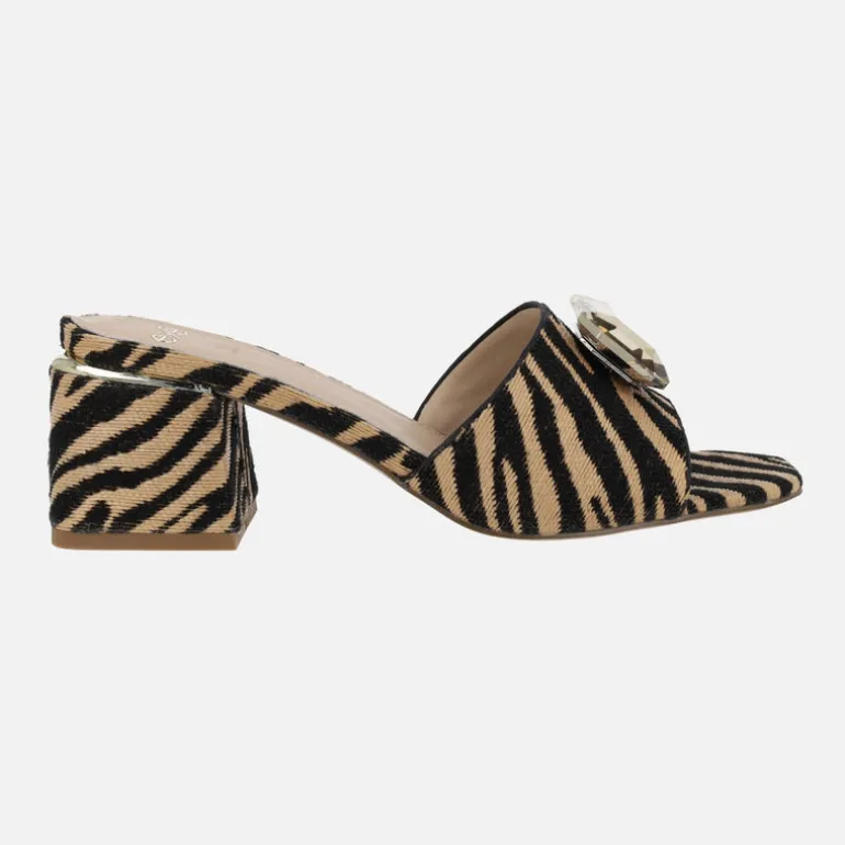Mules joya en tejido print animal Carmen