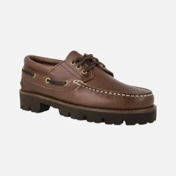 Naúticos clásicos de piel para hombre en color cuero