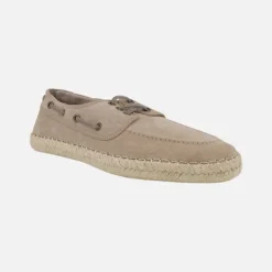 Naúticos para hombre en serraje taupe con piso de yute