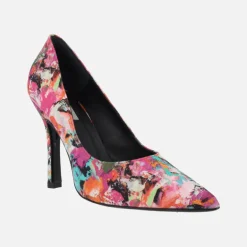 Salones de tacón fino en tejido multicolor Pinture