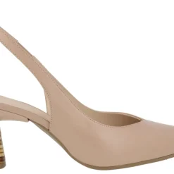 Salones destalonados de piel Marisi con tacones a rayas