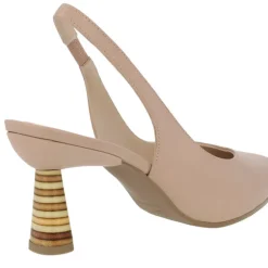 Salones destalonados de piel Marisi con tacones a rayas