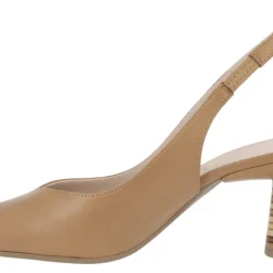 Salones destalonados de piel Marisi con tacones a rayas