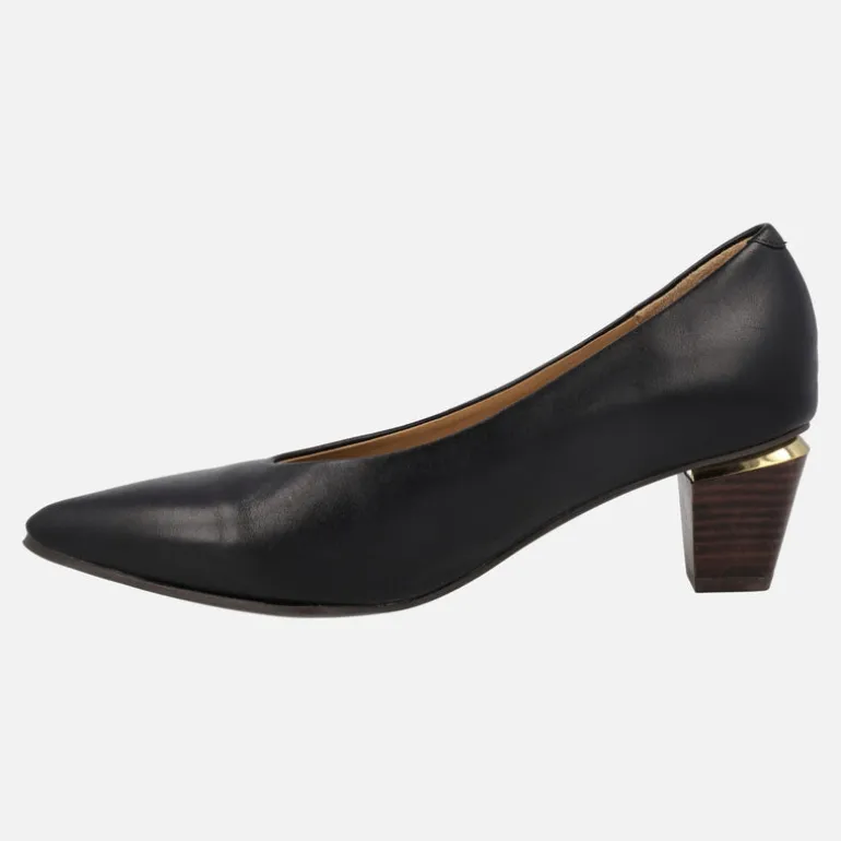 Salones negros de piel con tacones de 5 cms Baoji