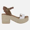 Sandalias Abaka snake blanco con tacón y plataforma de yute