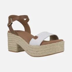 Sandalias Abaka snake blanco con tacón y plataforma de yute