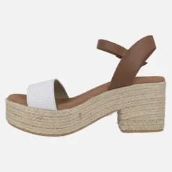 Sandalias Abaka snake blanco con tacón y plataforma de yute