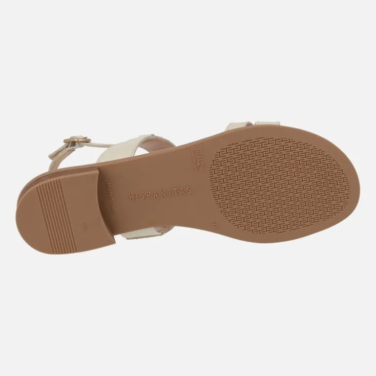 Sandalias bajas de piel con adorno metálico