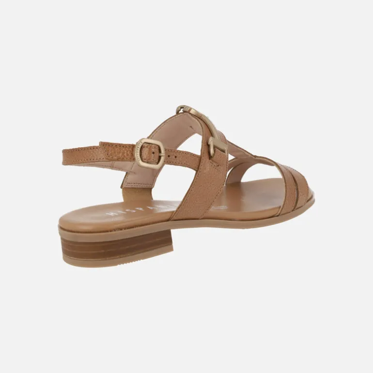 Sandalias bajas de piel con adorno metálico