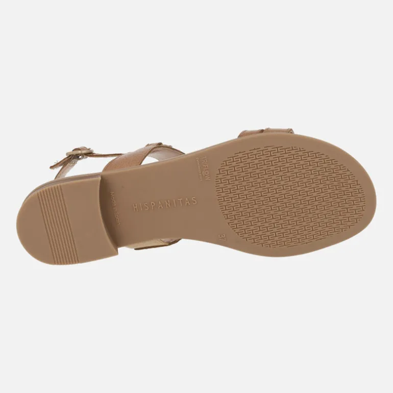 Sandalias bajas de piel con adorno metálico