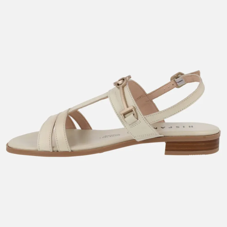 Sandalias bajas de piel con adorno metálico