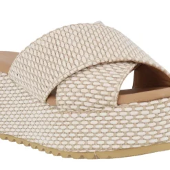 Sandalias bicolor blanco beige con plataforma