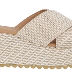 Sandalias bicolor blanco beige con plataforma